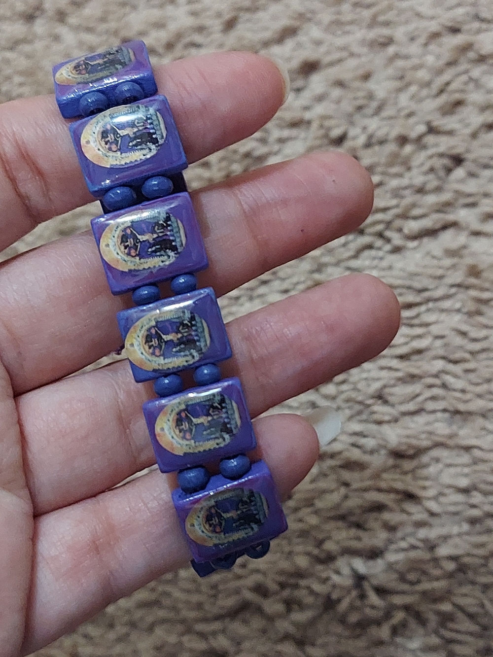 Purple Religious Icon Stretch Bracelet - Picture 3 of 3